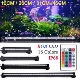 Impermeável LED Aquarium Light, Fish Tank Lamp, Oxigênio, Submersível, Air Bubble, RGB, Controle Remoto, Making, 16cm-51cm, AC 100-240V - Image 1