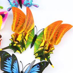 Novo 12 pçs/set 3d dupla camada pteris borboleta adesivos de parede decoração para casa borboletas coloridas na parede ímã decalques geladeira - Image 5