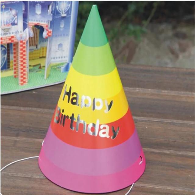 Chapéus de Cone Listrados e Coloridos - Conjunto com 10 Peças para Decoração de Aniversário Infantil