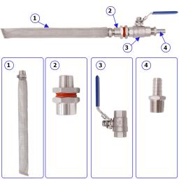 Homebrew Chaleira sem solda e barril Converter Kit, 12 "Tela Bazooka, Cerveja Mash Tun, Kit de válvula de esfera de 2 peças, 304 SSS - Image 4
