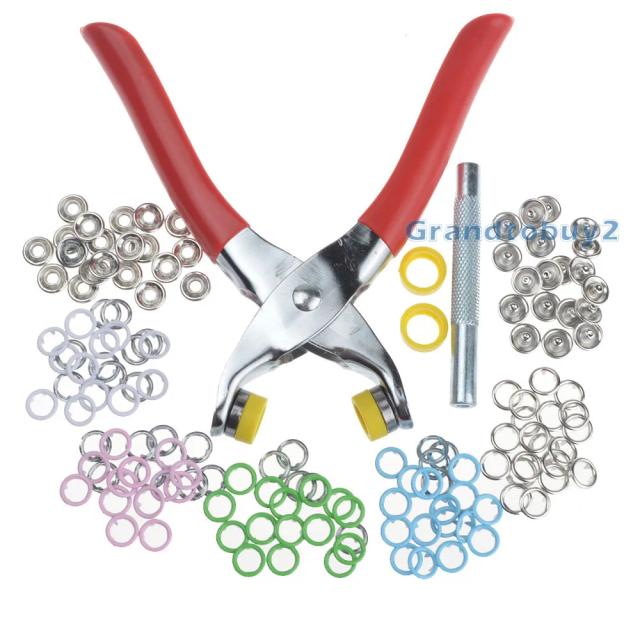 Conjunto Completo com 100 Botões de Pressão de Anel de 9.5mm, Prendedores de Manequim e Alicates