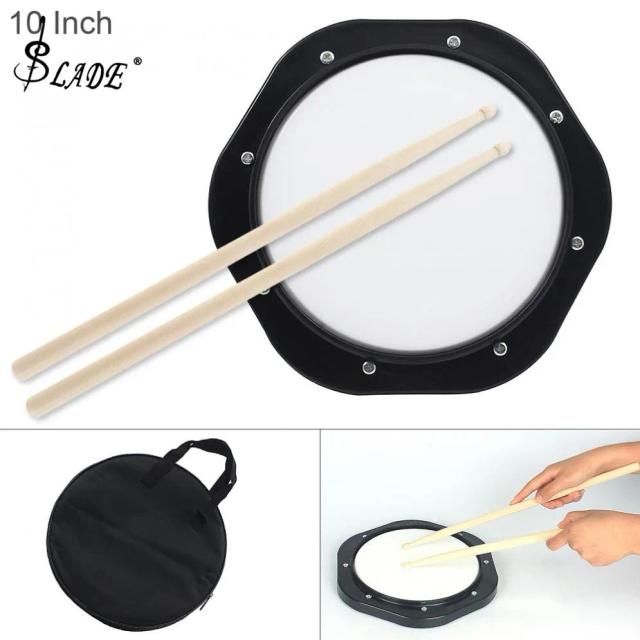 Tambor Flexível Preto e Branco para Treino de Jazz com Baqueta e Bolsa Inclusas