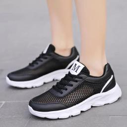 Verão respirável tênis feminino malha sapatos esportivos femininos de pouco peso sapatos femininos novo 2019 bege tênis de corrida esportes B-332 - Image 5