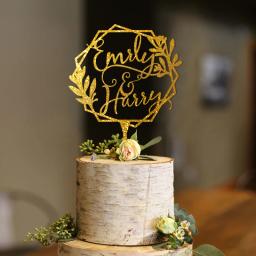 Nome personalizado bolo de casamento topper bolo de casamento personalizado primeiros nomes bolo topper acrílico decoração de casamento - Image 2