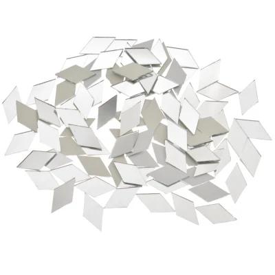Kit com 100 Peças de Espelho de Vidro em Mosaico - Telhas em Forma de Diamante para DIY e Artesanato Decorativo em Casa
