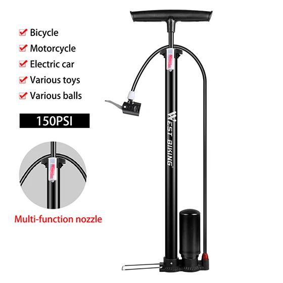 Bomba de Bicicleta West Biking 150 PSI - Alta Pressão para Pneus Presta e Schrader com Pé Impulsionador e Acessórios Ciclismo