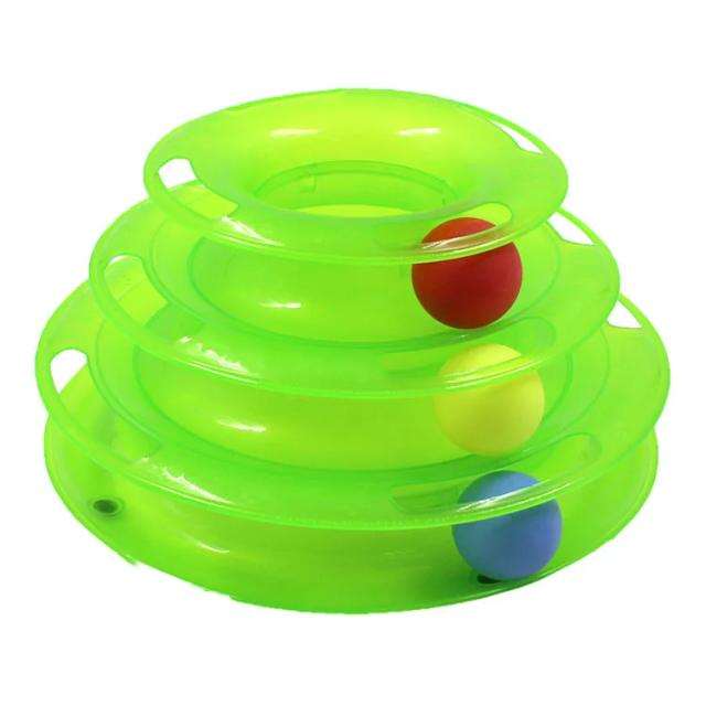 Mesa giratória interativa de três camadas para gatos com brinquedos e trilha intelectual divertida