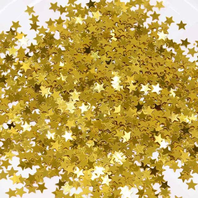 Confetes de Acrílico Ouro e Prata para Decoração de Festas - 15g de Estrelas e Sprinkles para Aniversário e Casamento