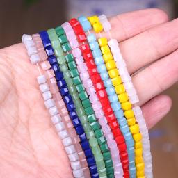 Contas de cristal facetado quadrado, suprimentos para artesanato de 100 da moda, cubo de vidro, solto, miçangas chinesas, colar largo com contas - Image 1