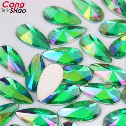 Strass AB Para Fazer Jóias, Forma de Gota de Lágrima, Cola no Flatback, Pedras Apontas, Strass para Artesanato DIY, 9x18mm, 50PCs, WC455 - Image 3
