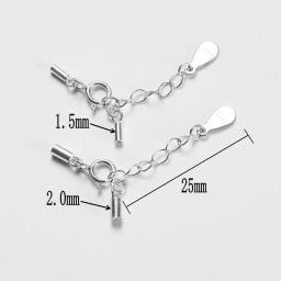 Fivela de corda de couro com cauda 925 conectores de prata esterlina, fechos e ganchos, corrente para colar, pulseira 1.5-2.0mm, 25mm - Image 2