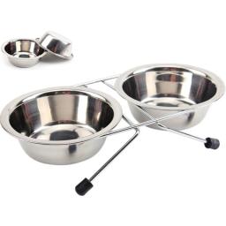 Tigelas duplas de aço inoxidável para pet, Iron Stand, comida e água, alimentador de cães, Cat Supplies - Image 1
