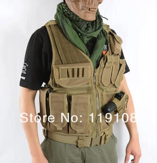 Colete Tático US SWAT-Airsoft para Caça e Combate em Marrom Coyote