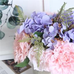 Meldel Casamento Bouquet de Noiva Damas de Honra Bouquets de Casamento Fontes Do Casamento de Seda Rosa Artificial Dália Azul Flores Home Decor - Image 5