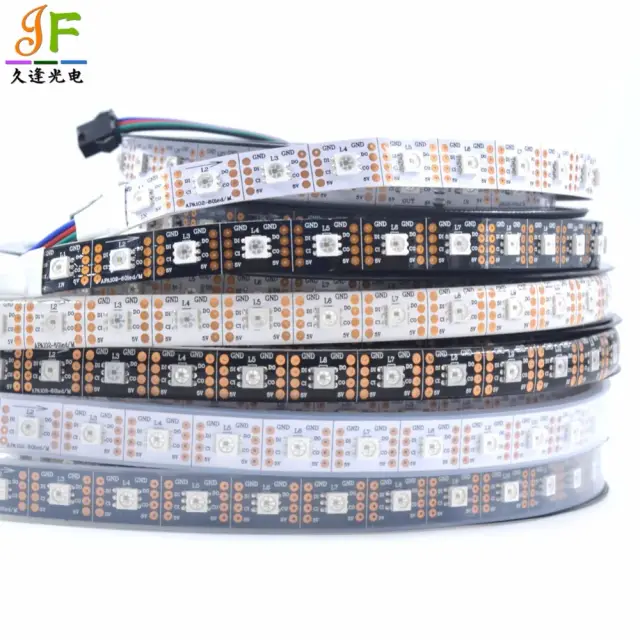 Fita LED Endereçável RGB Full Color SK9822 com Conexões M para 30, 60 ou 144 LEDs, 5V, DAT, CLK, GND