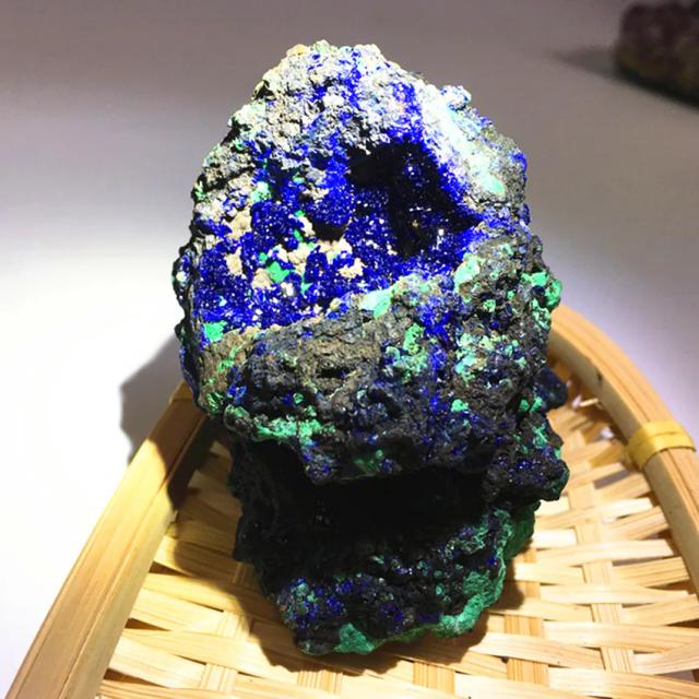 Pedras Preciosas Raras para Decoração e Coleção: Malachita, Cristais de Cura e Minério de Ferro Azul (200-240g)