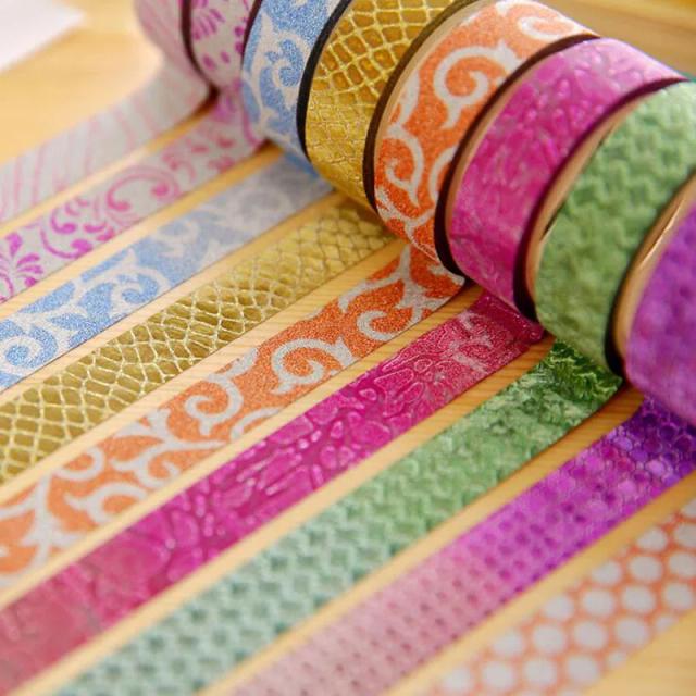 Fita Adesiva Washi Decorativa 10x em Cores Brilhantes para Mascaramento e Papelaria