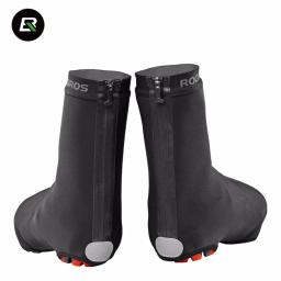 Rockbros ciclismo sapatos térmicos capa de inverno à prova vento mtb bicicleta equipamento overshoes protetor quente ciclismo botas cobre - Image 5