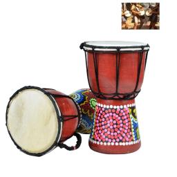 Tambor africano djembe sintonizável de percussão esculpido à mão pintura de mogno djembe com cabeça de pele de cabra padrão litfun - Image 1