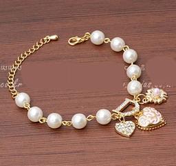 Pulseira de cristal com pérolas de imitação para as mulheres, doce e adorável, com flores, letra d, moda, novo 2020 - Image 1