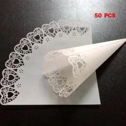 Corte a laser amor coração renda, 50 peças, lançamento doces festa de casamento lembranças confete em cone de papel decoração presentes - Image 6