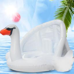 Boia infantil em círculo para natação, anel inflável seguro para braços, com flamingo para bebês, assento para natação com guarda-sol para piscina - Image 3