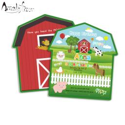 Convites para festa de aniversário de crianças, decoração para eventos infantis com animais de fazenda - Image 1