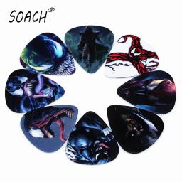 Soach palheta de guitarra de pvc, 10 peças de 0.46mm, estampa de dupla face, padrão misto, acessórios de guitarra, palhetas de cordas - Image 1