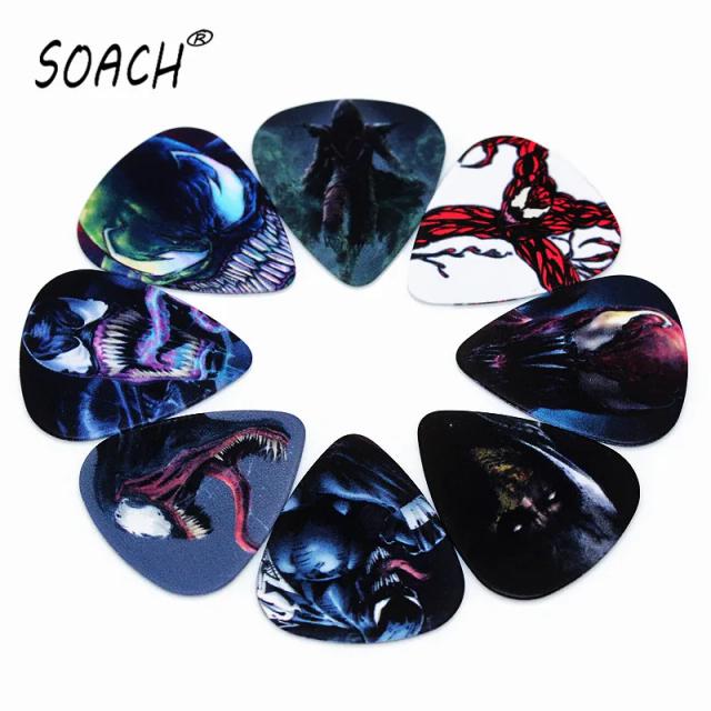 Palheta de Guitarra Soach em PVC - Conjunto de 10 Peças 0.46mm com Estampa Dupla Face e Padrão Misto