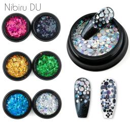 1 caixa de tamanho misto redondo ultrafinos lantejoulas arte do prego glitter colorido laser diy glitter manicure arte do prego decoração - Image 1