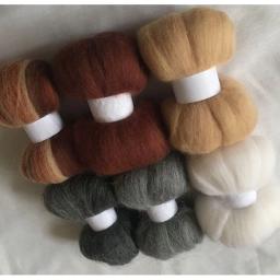 Fibra De Lã Marrom Roving para DIY, Feltragem De Agulha, Boneca De Giro De Mão, Artes De Bordado, Enviar Uma Almofada, 3 Agulhas, 6 Cores - Image 2