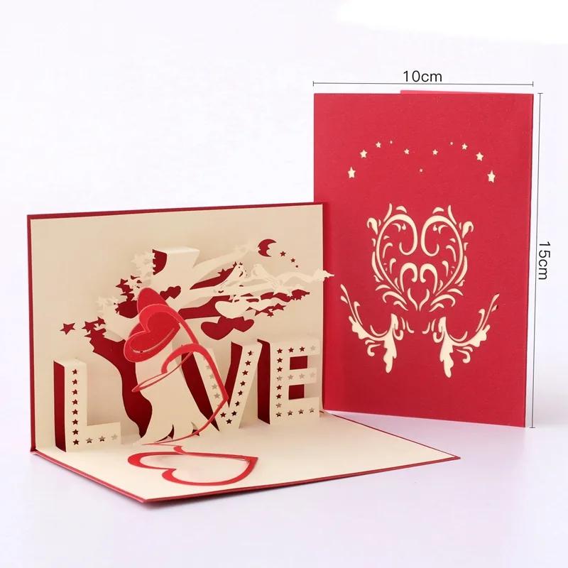 Cartões de convite pop-up 3d, cartões de convite para aniversário do casamento, presente de aniversário com envelope, corte a laser, cartão postal - Image 1