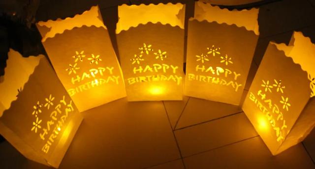 Saco de Velas Decorativas com Lanternas de Papel e Luzes de Chá para Aniversário