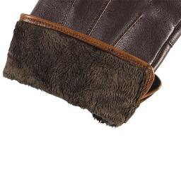 Luvas térmicas de couro genuíno masculinas, luva de pele de carneiro touch screen, moda de alta qualidade, inverno, EM011 - Image 5