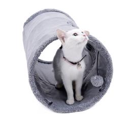 Brinquedo túnel para gatos, brinquedo grande e longo com bola de jogo, camurça de cor pura, gatinhos s/m dobrável, suprimentos para animais de estimação, estrutura de aço - Image 4
