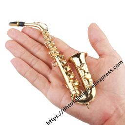 Saxofone em miniatura com acessórios decorativos, mini saxofone com suporte de metal, ornamentos decorativos, alto tenor, presentes, instrumentos musicais em miniatura - Image 1