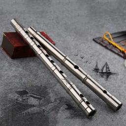 Flauta profissional de titânio com 2 seções de metal, instrumento musical de sopro, flauta clássica de 8 furos, tubo de titânio - Image 2