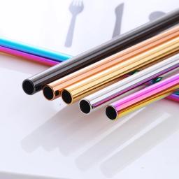 Canudos reutilizáveis para bebidas de metal, 2 peças, aço inoxidável colorido, reto e dobrável + 1 escova para acessórios de bar e festas em casa - Image 4