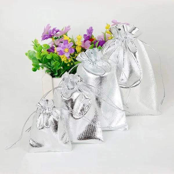 Conjunto de 10 Sacos de Organza para Embalagem de Jóias em Prata e Ouro - Ideais para Casamentos e Presentes de Natal