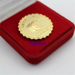 10th aniversário emblemas comemorativos para pedir funcionários, 10 medalhas de ouro personalizado aniversário corporativo, com caixa de veludo vermelho - Image 1