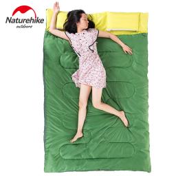 Naturehike-saco de dormir duplo com travesseiro, acampamento ao ar livre, portátil, Envelope, 2 pessoas, algodão, primavera, outono - Image 3