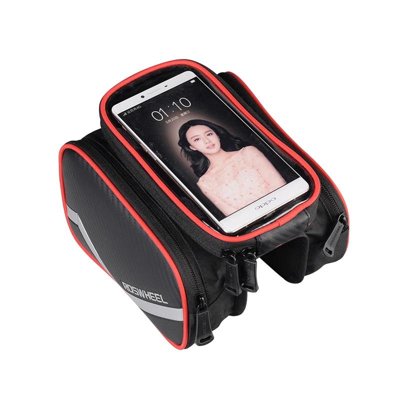 Roswheel bolsa de ciclismo com tela sensível ao toque, acessório para bicicleta de estrada e mountain bike, tubo frontal de 6.2 - Image 1