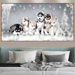 Kit de pintura com pedras de diamante para faça você mesmo, pintura com pedras redondas/quadradas em forma de diamante, para bordado, husky, filhote de cachorro - Image 2