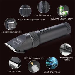 BaoRun-Kit Profissional de Higiene para Animais, Aparador Elétrico, Barbeador, Máquina de Cortar Cabelo Recarregável, Aparador de Pêlos para Cães e Gatos, 110-240V - Image 4