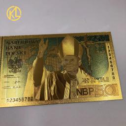 Colorido 24K banhado a ouro notas para coleção, 50 Bill, PLN, réplica do dinheiro, boa qualidade, Polônia, venda quente, 1Pc - Image 4