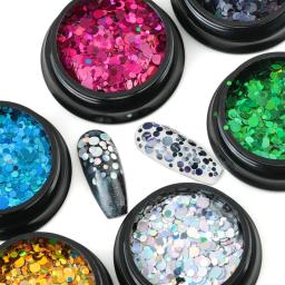 1 caixa de tamanho misto redondo ultrafinos lantejoulas arte do prego glitter colorido laser diy glitter manicure arte do prego decoração - Image 5
