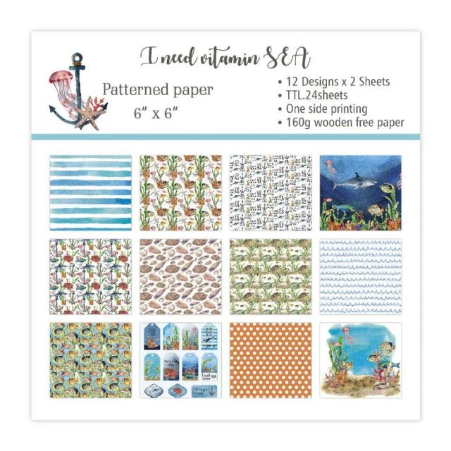 Papel de Scrapbooking Estilo Mar Oitamina - Pacote de 24 Folhas Artesanais para Fazer Você Mesmo