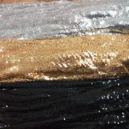 Tecido de malha metálica, 24cm x 20cm, pano de metal, lantejoulas, tecido quadrado, dourado, preto, decoração para casa - Image 2