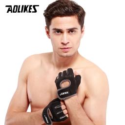 Aolikes 1 par masculino feminino ginásio metade dedo esportes fitness exercício luvas de treinamento de pulso anti-deslizamento resistência weightlifting luvas - Image 5