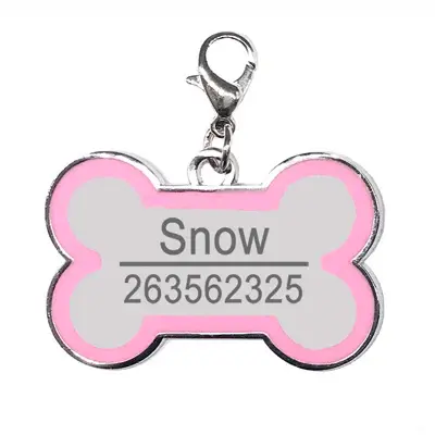 Pingente de Osso Colorido Personalizado para Identificação de Cães com Nome e Telefone